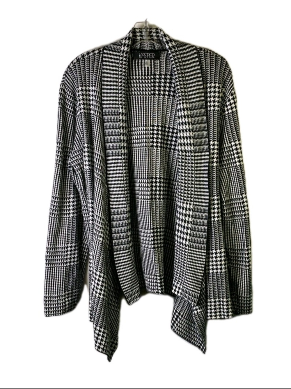 Kasper Womens Sweater - Size XL - Houndstooth, Shark bite, Shawl Collar